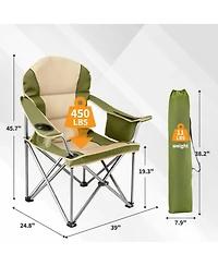 Yiortwo Oversized Camping Chair with Cooler Bag, Padded Folding Outdoor