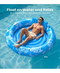 Gnuadz Inflatable Tanning Lounger Float With Sprinkler Pillow Cup Holder