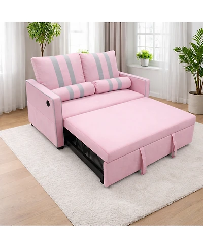 Streamdale Furniture 2-Seater Pull-Out Sofa Bed with Usb and Storage