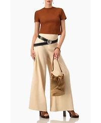 Ivonne Women's Textured Knit Short Sleeve Top
