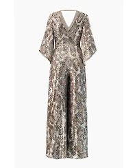 Ivonne Women's Sequin Wide Leg V-Neck Jumpsuit