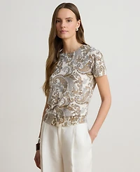 Lauren Ralph Lauren Women's Paisley Short-Sleeve Sweater
