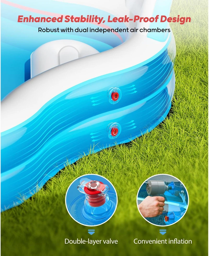 Gnuadz Inflatable Pool With Seats Backrests Family Backyard Outdoor