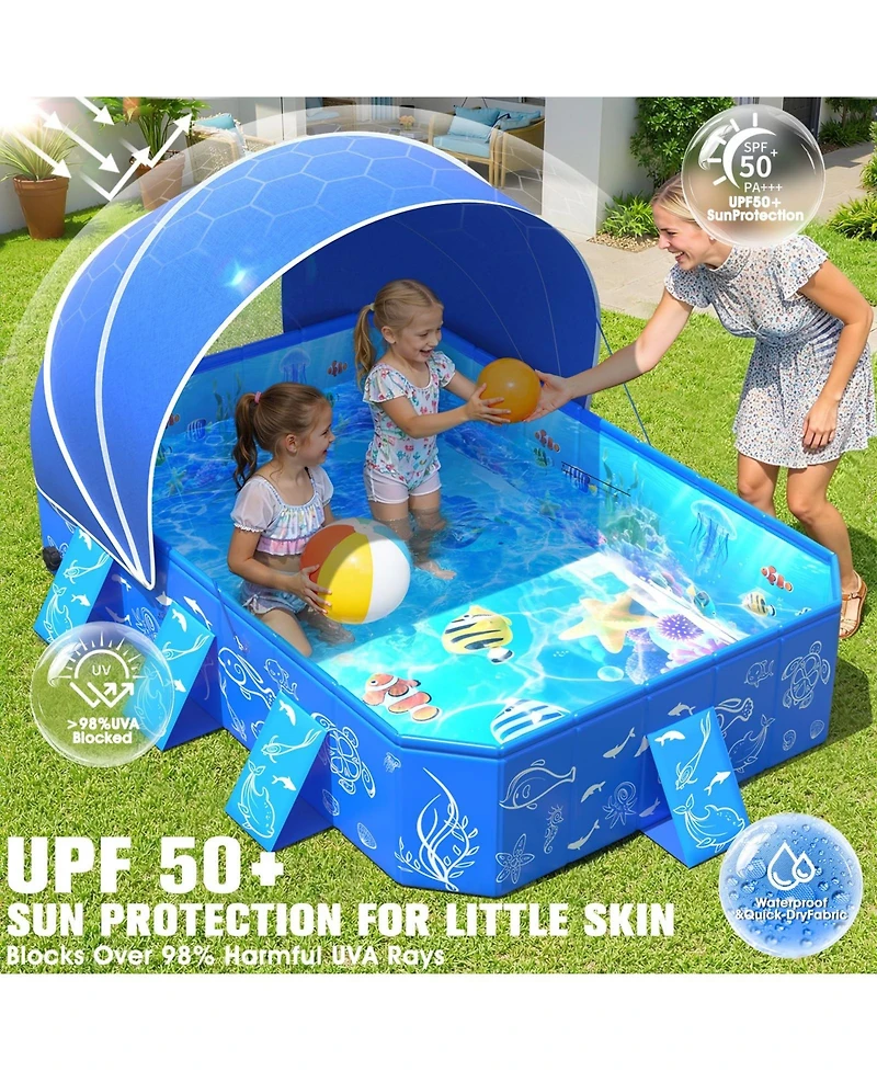 Gnuadz Kiddie Pool Non-inflatable Portable Foldable Shade Backyard Pop Up Beach