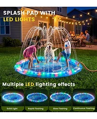 Gnuadz Led Glowing Splash Pad Sprinkler Dogs Outdoor Water Toys Pool Play Mat Yard