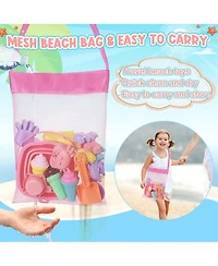 Gnuadz 24-piece Beach Toys Ice Cream Sand Bucket Shovels Kids Travel Bag