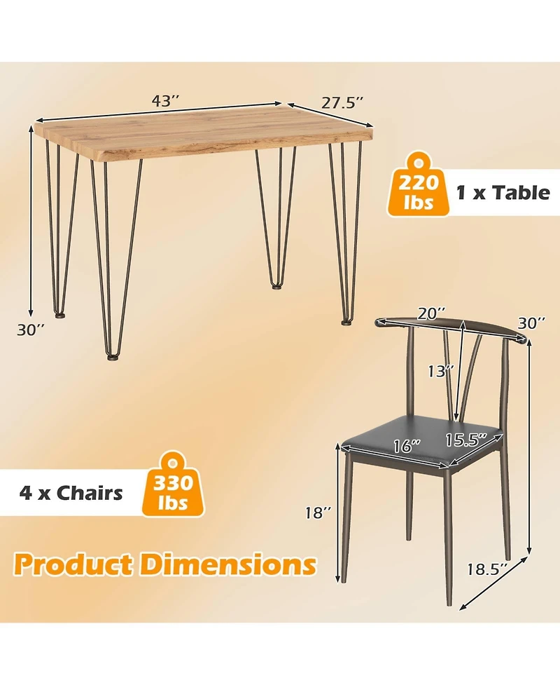 Slickblue 5 Piece Kitchen Table Set Industrial Design with Benches and Stools