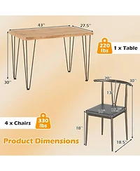 Slickblue 5 Piece Kitchen Table Set Industrial Design with Benches and Stools