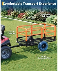 homfan Heavy-Duty Atv Dump Cart w/ 1600 lb Capacity and , Tow-Behind Utility Trailer Foot Pedal Release and All-Terrain Tires