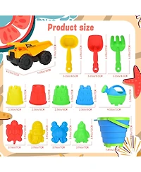 Gnuadz 14PCS Beach Sand Toys Construction Vehicle Animal Mold Bucket Shovel Set Mesh Bag
