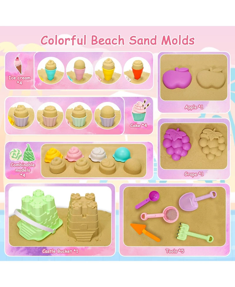 Gnuadz Beach Sand Toys Ice Cream Molds Bucket Shovel Rake Mesh Bag