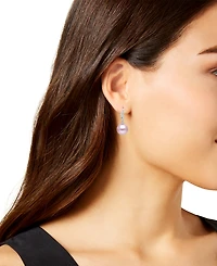 Macy's Cultured Freshwater Pearl (10mm) & Diamond (1/10 ct. t.w.) Drop Earrings in 14k White Gold
