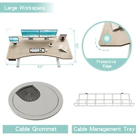 Streamdale Furniture 63x30 inches Dual Motor Curved Electric Standing Desk