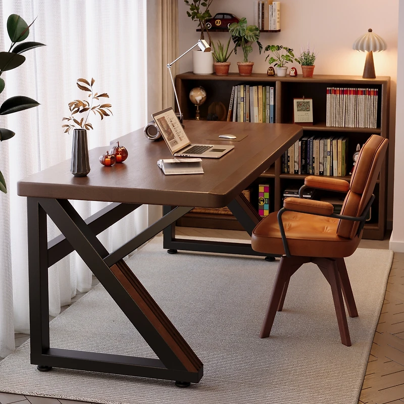 Streamdale Furniture Solid Wood 63 Extra Long Double Desk