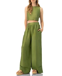 Ivonne Women's Sleeveless Cropped Linen Top
