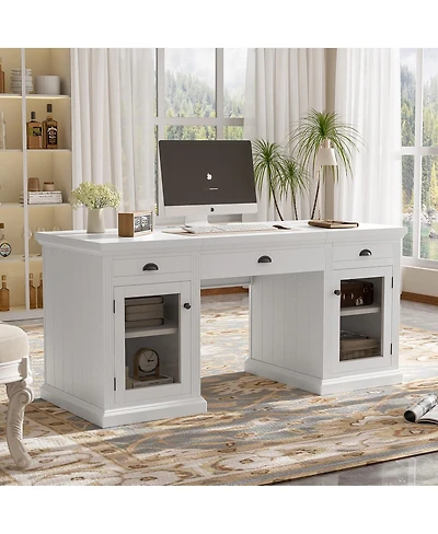 Streamdale Furniture Modern Executive Desk with Storage and 3 Drawers