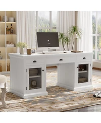 Streamdale Furniture Modern Executive Desk with Storage and 3 Drawers