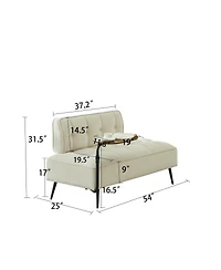 Streamdale Furniture Modern 54" Velvet Loveseat with Rotating Side Table