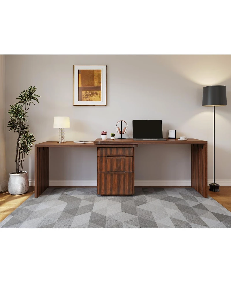 Streamdale Furniture 90 inches L-Desk with 3Drawers and 360degree(s) Rotating Top