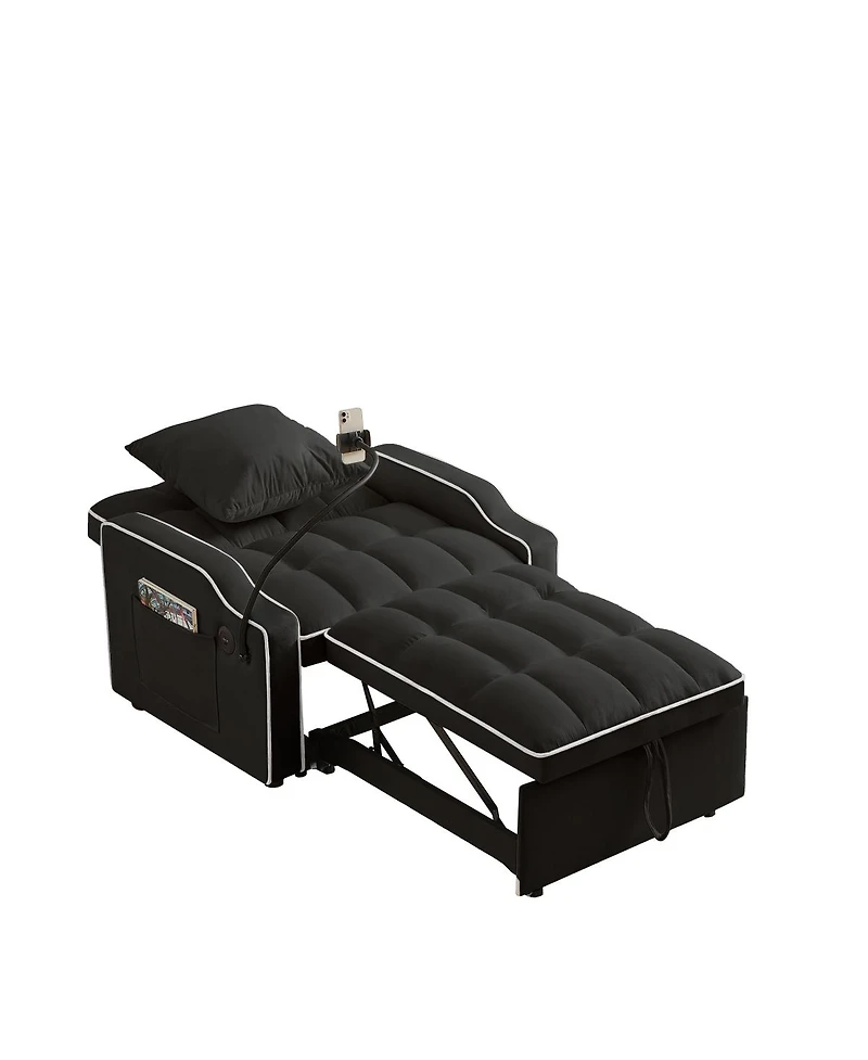 Streamdale Furniture 3-in-1 Convertible Sleeper Sofa Chair Bed with Usb/Type-c
