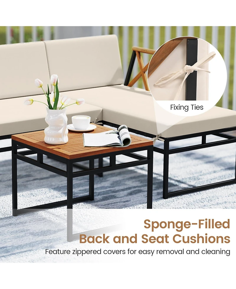 Sugift Shaped Patio Furniture Set for Porch Backyard and Poolside