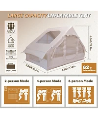 Naturehike Large Inflatable Camping Tent with Stove Jack Instant Waterproof Blow Up Air Glamping Tent with Skylight for Family 4-6 Person 4 Season