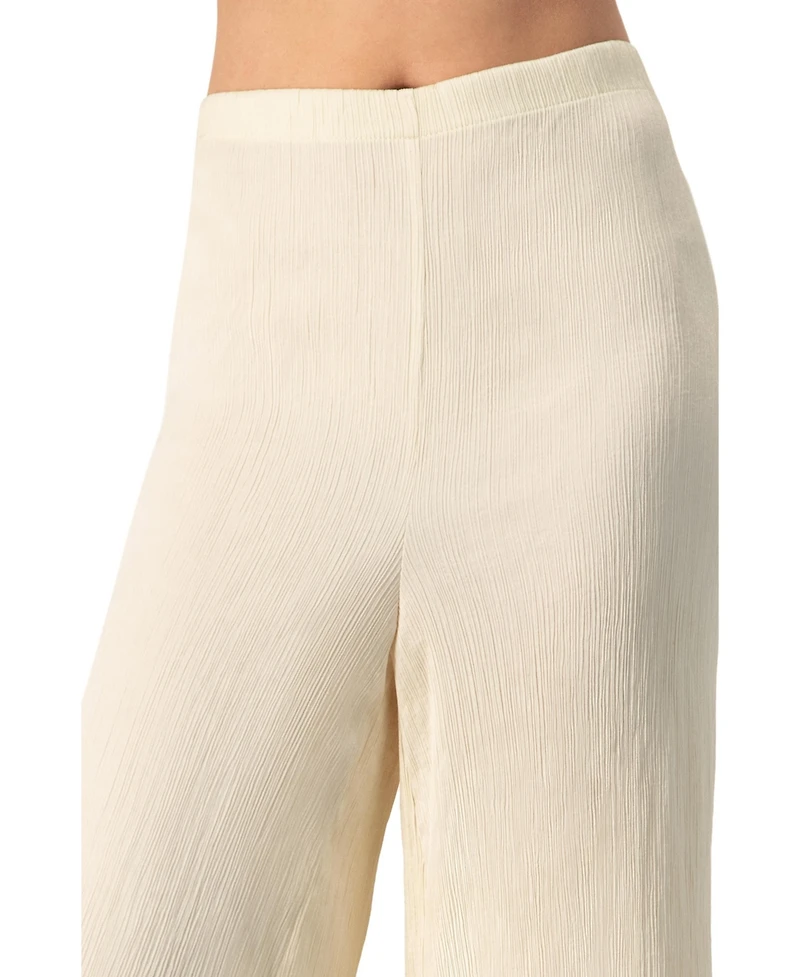 Ivonne Women's Elastic Waistband Pleated Wide-Leg Pants