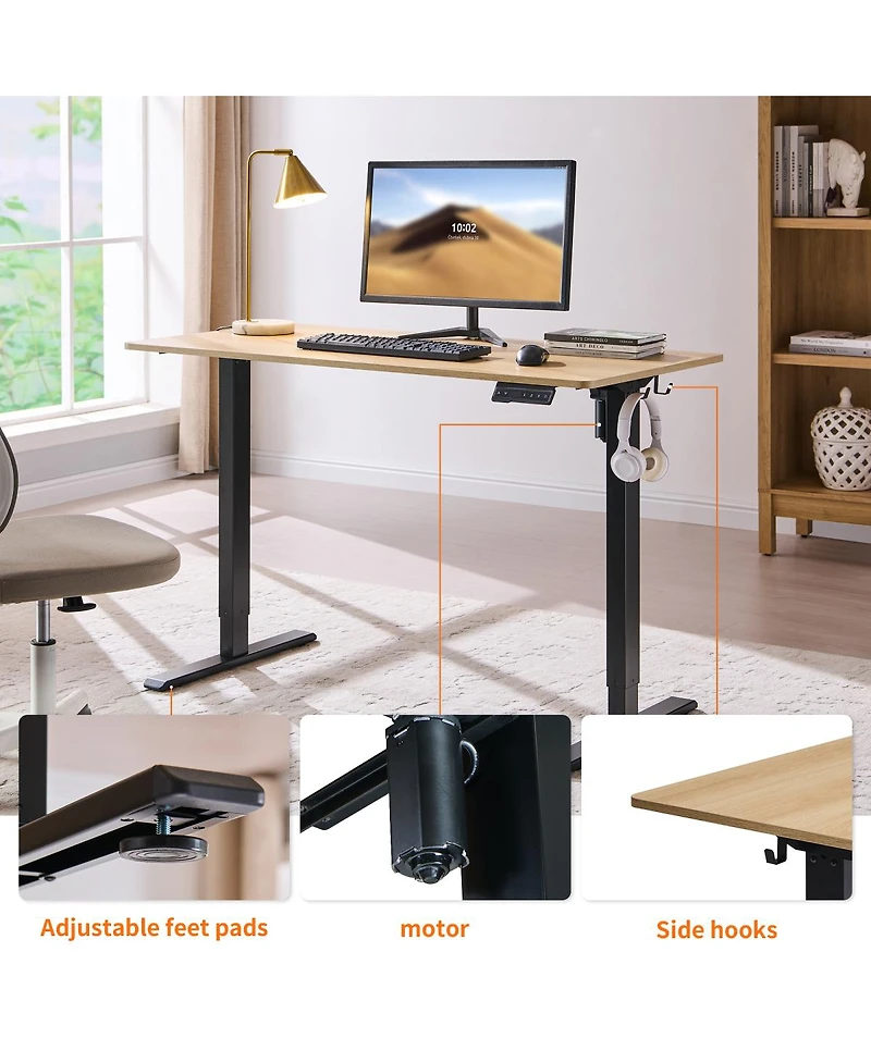 Streamdale Furniture Electric Standing Desk, 24x48 inches Mahogany Top