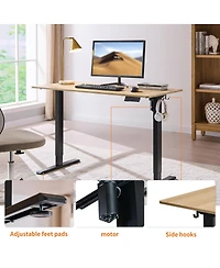 Streamdale Furniture Electric Standing Desk, 24x48 inches Mahogany Top