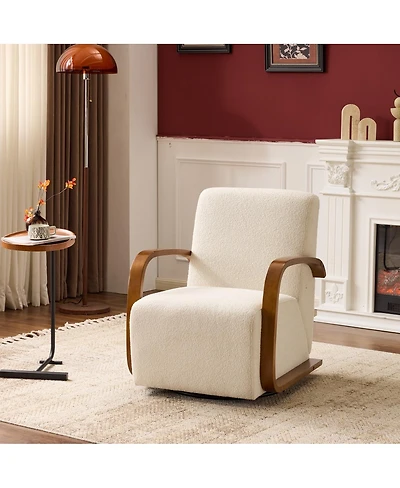 Streamdale Furniture Upholstered 360degree(s) Swivel Accent Chair with Solid Wood Arms