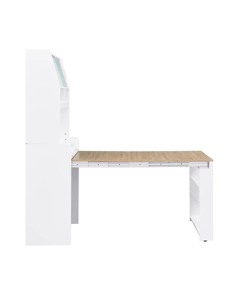 Streamdale Furniture Multifunctional Buffet Hutch with Foldable Dining Table