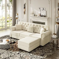 Streamdale Furniture Velvet Chesterfield Sofa with Nailhead Trim
