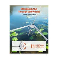 Sugift Lake Weed Cutter Pond Aquatic Plant Cutting Tool with 62 in Max. Cut Width