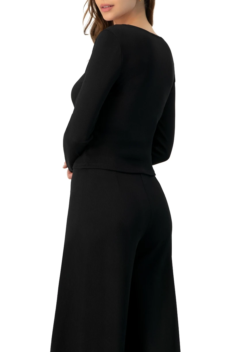 Ivonne Women's Ribbed Long Sleeve Crop Top
