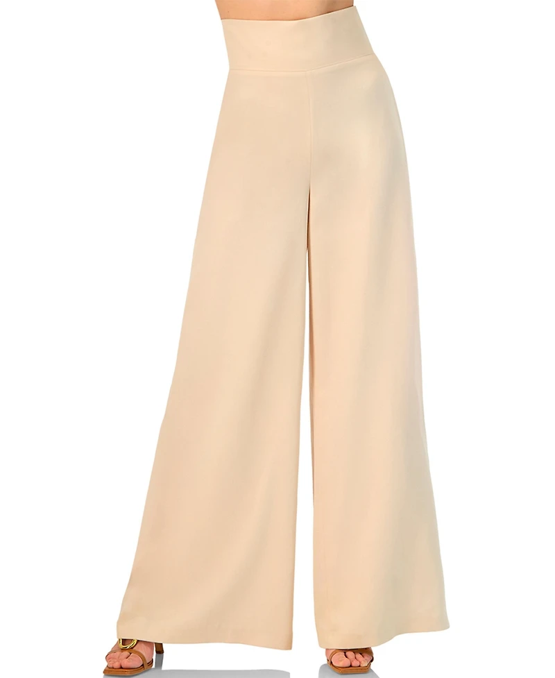 Ivonne Women's Wide-Leg Super Soft Pants with Broad Waistband