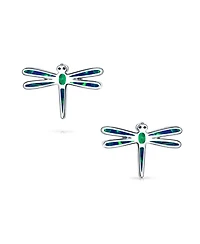 Bling Jewelry Created Summer Garden Firefly Dragonfly Stud Earrings .925 Sterling Silver