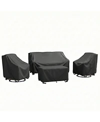 Pocassy Outdoor Furniture Cover Waterproof 4 Piece Patio Furniture Set Cover for Outside Couch, Lawn Chairs, Coffee Table, Windproof with Buckle Strap