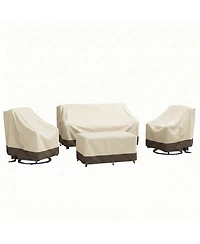 Pocassy Outdoor Furniture Cover Waterproof 4 Piece Patio Set for Outside Couch, Lawn Chairs, Coffee Table, Windproof with Buckle Strap