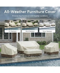 Pocassy Outdoor Furniture Cover Waterproof 4 Piece Patio Set for Outside Couch, Lawn Chairs, Coffee Table, Windproof with Buckle Strap