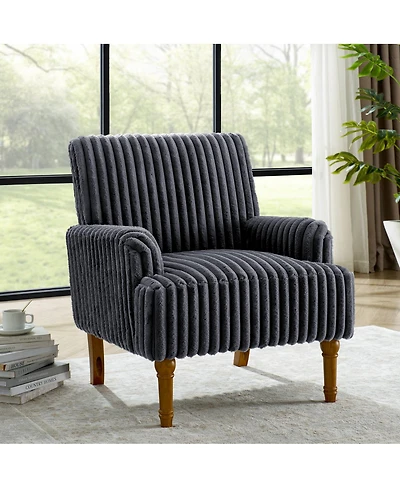 Streamdale Furniture Corduroy Accent Chair with Wood Legs