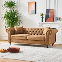 Streamdale Furniture 80" Chesterfield Tech Fabric Sofa, Mid-Century Modern 3-Seater