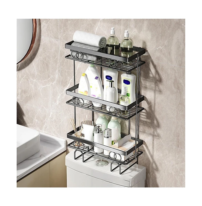 homfan Over The Toilet Storage Shelf, Bathroom Organizer Over Toilet, No Drilling Toilet Shelf Rack and Stand, Space Saver for Small Space