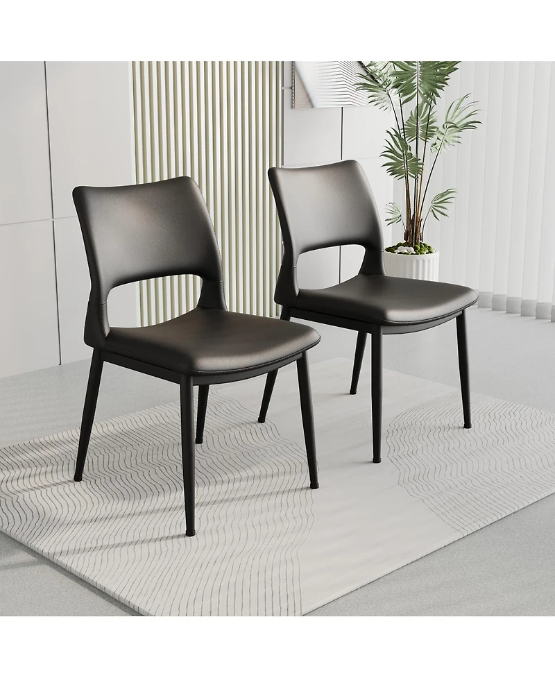 Streamdale Furniture Pu Leather Dining Chairs Set of 2