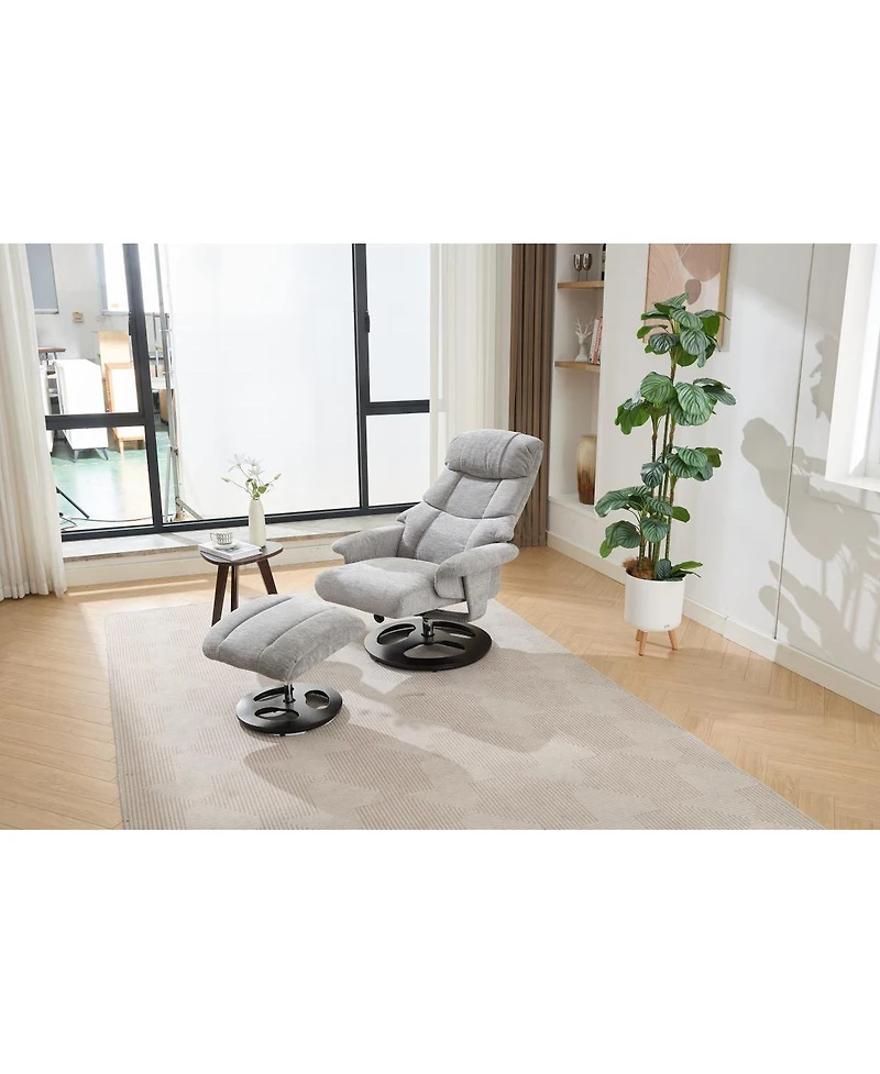 Streamdale Furniture Ergonomic Swivel Recliner Chair with Ottoman, Massage, Heat.