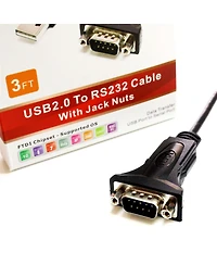 Tera Grand 3' Premium Usb 2.0 to RS232 DB9 Adapter Cable, Female Jack Nuts
