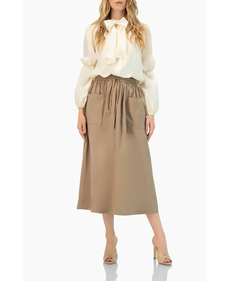 Ivonne Women's Long Sleeve Blouse with Necktie