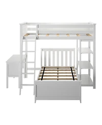 Max & Lily L-Shaped Twin over Twin Bunk Bed with Bookcase and Desk