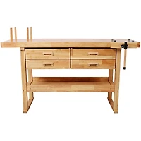 Streamdale Furniture 60 inches Rubber Hardwood Workbench with 4 Drawers, 330-pound Heavy Duty