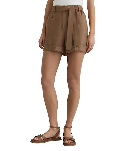 Reiss Women's Belted Button-Tab Shorts