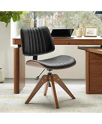 Hulala Home Kalene Mid-century Modern Rotating Lifting Office Chair with Solid Wood Legs